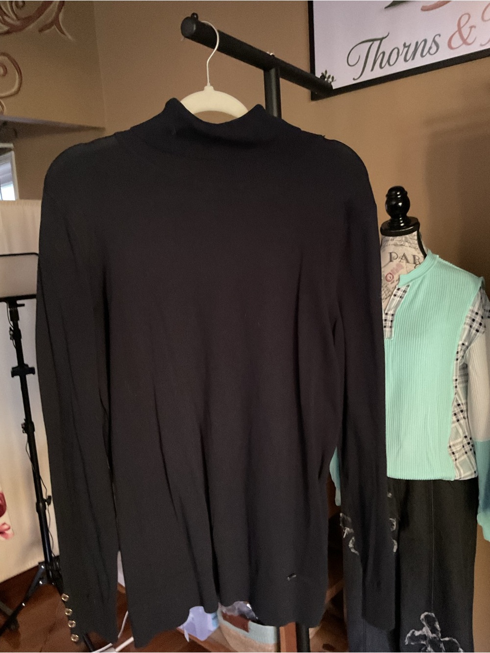 Tommy Hilfiger Women Black Turtleneck Sweater